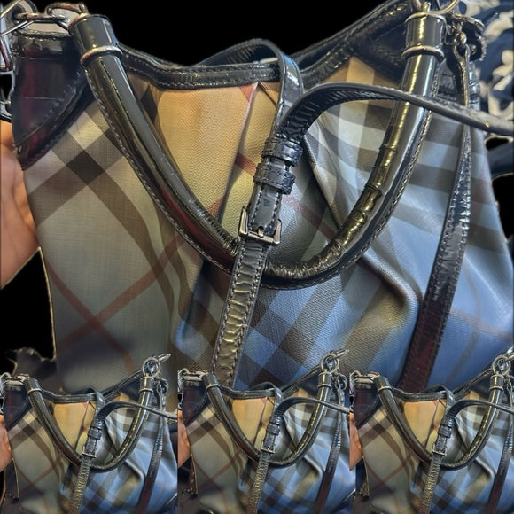 Vintage Burberry Blue Boho Crossbody Bag with long & Short shoulder straps - Picture 5 of 5